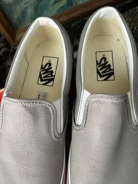 Vans Slip-On Sneakers in Gray and White